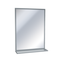 American Specialties 0605-2430 Series Stainless Steel Inter-Lok Angle Frame - Plate Glass Mirror With Shelf - 24"W x 30"H