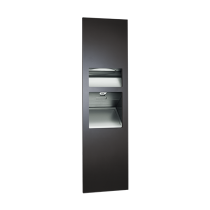 American Specialties 64672-1-41 Piatto Completely Recessed 3-In-1 Paper Towel Dispenser, High Speed Hand Dryer and Waste Receptacle - (110-120V) - Matte Black Phenolic Door