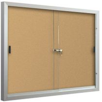 Best Rite Deluxe Bulletin Board Cabinet - 3' x 4' - 2 Sliding Doors  