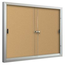 Best Rite Deluxe Bulletin Board Cabinet - 3' x 4' - 2 Sliding Doors  