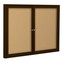 Best-Rite Outdoor Enclosed Bulletin Board Cabinet - 36"H x 60"W - 2 Doors - Coffee Aluminum   