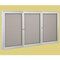 Best-Rite Outdoor Enclosed Bulletin Board Cabinet - 36"H x 72"W - 3 Doors - Silver Aluminum  