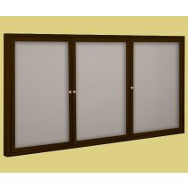 Best-Rite Outdoor Enclosed Bulletin Board Cabinet - 48"H x 72"W - 3 Doors - Coffee Aluminum   