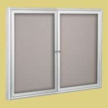 Outdoor Enclosed Bulletin Board Cabinet, 2 door - silver 3x5