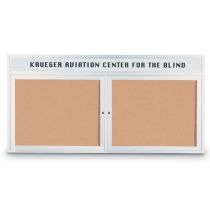 Enclosed Double Door-Illuminated Header-Corkboard-Indoor by United Visual 48"W x 36"H