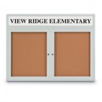 Enclosed Double Door Radius Frame Corkboards-with Header-Indoor by United Visual 42"W x 32"H