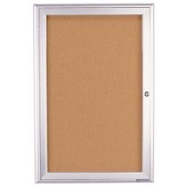 Enclosed Single Door Corkboard-Indoor- by United Visual 24"W x 36"H