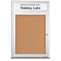 Enclosed Single Door Corkboard-with Header-Outdoor by United Visual 18"W x 24"H