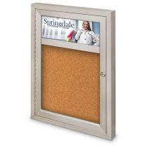 Enclosed Single Door-Illuminated Header-Corkboard-Indoor by United Visual 18"W x 24"H