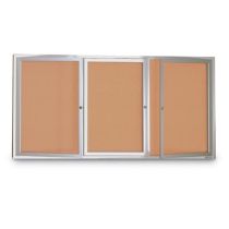 Enclosed Triple Door Corkboard-Indoor by United Visual-96"W x 36"H