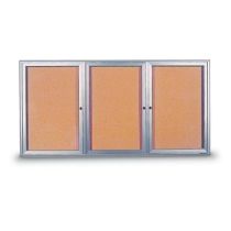 Enclosed Triple Door Radius Frame Corkboards-Indoor by United Visual 72"W x 36"H