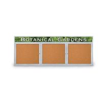 Enclosed Triple Door Radius Frame Corkboards-with Header-Outdoor by United Visual 72"W x 36"H