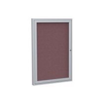Ghent 1-Door Satin Aluminum Frame Enclosed Fabric Tackboard - 24" x 18"