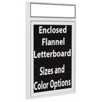 1-Door Satin Aluminum Frame w/ Headliner Enclosed Flannel Letterboard