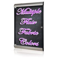 1-Door Silhouette Enclosed Tackboard, Maple & Black Frame w/ Flair Fabric