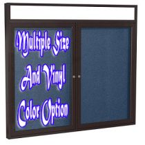 2-Door Bronze Aluminum Frame w/ Illuminated Headliner Enclosed Vinyl Tackboard