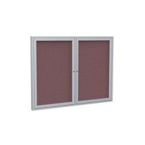 2-Door Satin Aluminum Frame Enclosed Fabric Tackboard