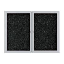 2-Door Satin Aluminum Frame Enclosed Recycled Rubber Tackboard