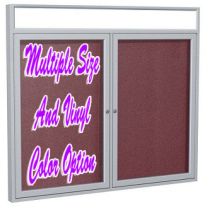 2-Door Satin Aluminum Frame w/ Illuminated Headliner Enclosed Vinyl Tackboard