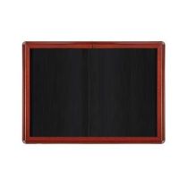 2-Sliding Door Ovation Tackboard - Cherry Wood Look Finish/Black Corners