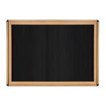 Ghent 2-Sliding Door Ovation Tackboard - Maple Wood Look Finish/Black Corners