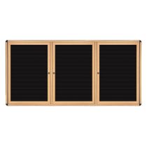 3-Door Ovation Letterboard - Maple Wood Look Finish/Black Corners