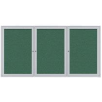 3-Door Satin Aluminum Frame Enclosed Vinyl Tackboard