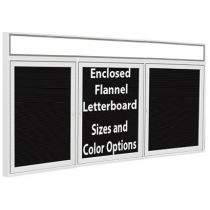 3-Door Satin Aluminum Frame w/ Illuminated Headliner Enclosed Vinyl Letterboard