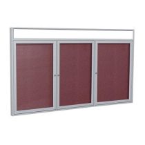 3-Door Satin Aluminum Frame w/ Illuminated Headliner Enclosed Vinyl Tackboard