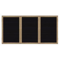 3-Door Wood Frame Oak Finish Enclosed Flannel Letterboard