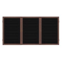3-Door Wood Frame Walnut Finish Enclosed Flannel Letterboard