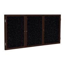 3-Door Wood Frame Walnut Finish Enclosed Recycled Rubber Tackboard