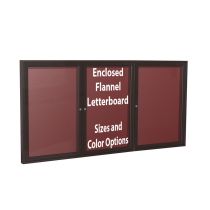 2-Door Satin Aluminum Frame w/ Headliner Enclosed Flannel Letterboard
