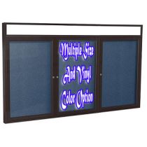 2-Door Bronze Aluminum Frame w/ Illuminated Headliner Enclosed Vinyl Tackboard