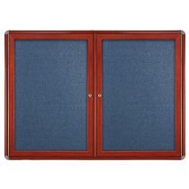 2-Door Ovation Black Fabric Tackboard - Cherry Wood Look Finish/Chrome Corners