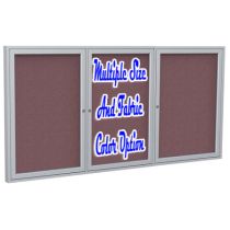 2-Door Satin Aluminum Frame Enclosed Fabric Tackboard