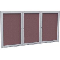3-Door Satin Aluminum Frame Enclosed Fabric Tackboard