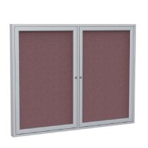 2-Door Satin Aluminum Frame Enclosed Fabric Tackboard