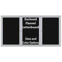 2-Door Satin Aluminum Frame Enclosed Flannel Letterboard