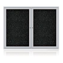 2-Door Satin Aluminum Frame Enclosed Recycled Rubber Tackboard