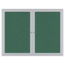 2-Door Satin Aluminum Frame Enclosed Vinyl Tackboard