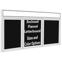 2-Door Satin Aluminum Frame w/ Illuminated Headliner Enclosed Flannel Letterboard