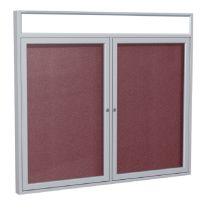 2-Door Satin Aluminum Frame w/ Illuminated Headliner Enclosed Vinyl Tackboard