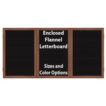 2-Door Wood Frame Cherry Finish Enclosed Flannel Letterboard