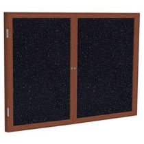 1-Door Wood Frame Cherry Finish Enclosed Recycled Rubber Tackboard