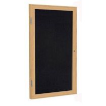 1-Door Wood Frame Oak Finish Enclosed Recycled Rubber Tackboard