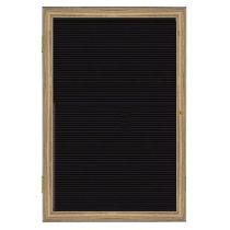 2-Door Wood Frame Walnut Finish Enclosed Flannel Letterboard