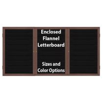 2-Door Wood Frame Walnut Finish Enclosed Flannel Letterboard