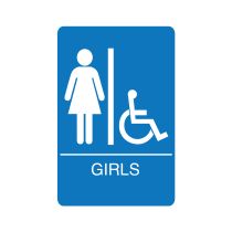 Palmer Fixture Girl's Accessible ADA Restroom Sign - Women's Blue