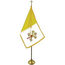 Papal Flag - Deluxe Set with Gold Aluminum Pole 3' x 5'